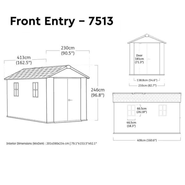 Keter Newton Plus 13ft 5  x 7ft 6  (4.1 x 2.3m) Storage Shed in 2 Configurations - Image 2