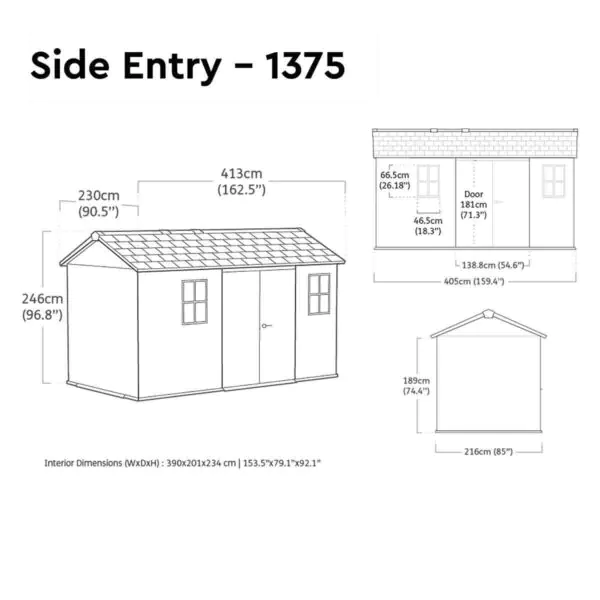 Keter Newton Plus 13ft 5  x 7ft 6  (4.1 x 2.3m) Storage Shed in 2 Configurations - Image 3