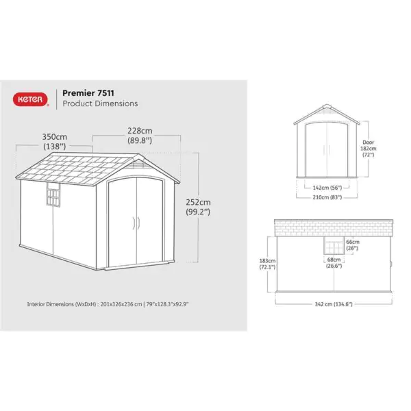 Keter Premier 7ft 5  x 11ft 6  (2.3 x 3.5m) Storage Shed - Image 2