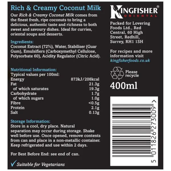 Kingfisher Oriental Coconut Milk, 6 x 400ml - Image 5