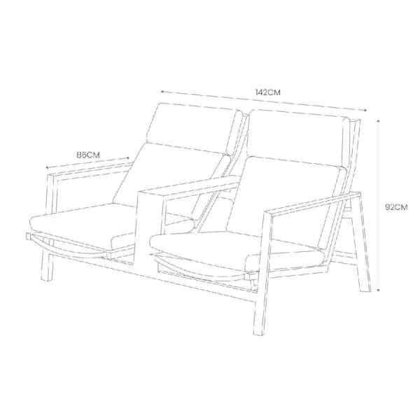 LIFE Outdoor Living Bondi Tete-a-Tete Reclining Patio Set - Image 2