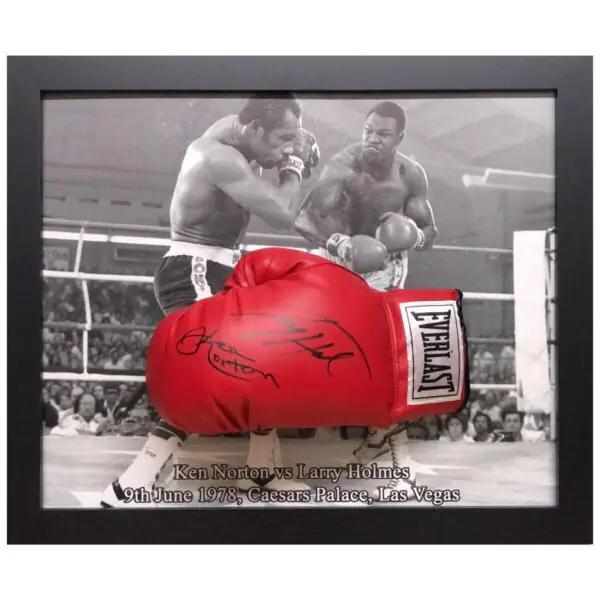 Larry Holmes and Ken Norton Signed Framed Boxing Glove