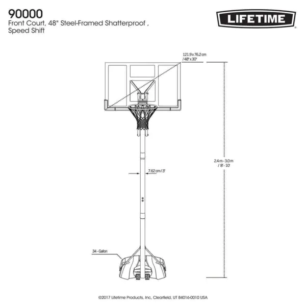 Lifetime 48 Inch (121cm) Portable Basketball Hoop - Image 2