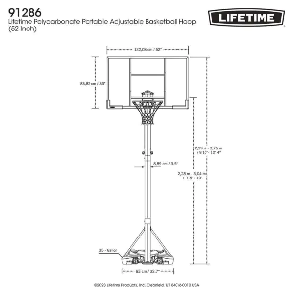 Lifetime 52 Inch (132cm) Power Lift XI Portable Basketball Hoop System - Image 8