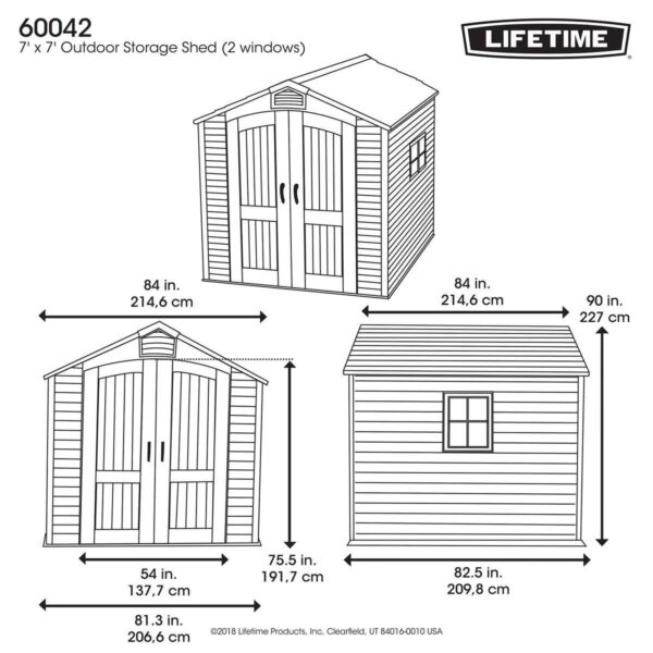 Lifetime 7ft x 7ft (2.1 x 2.1m) Outdoor Storage Shed - Model 60042 - Image 2