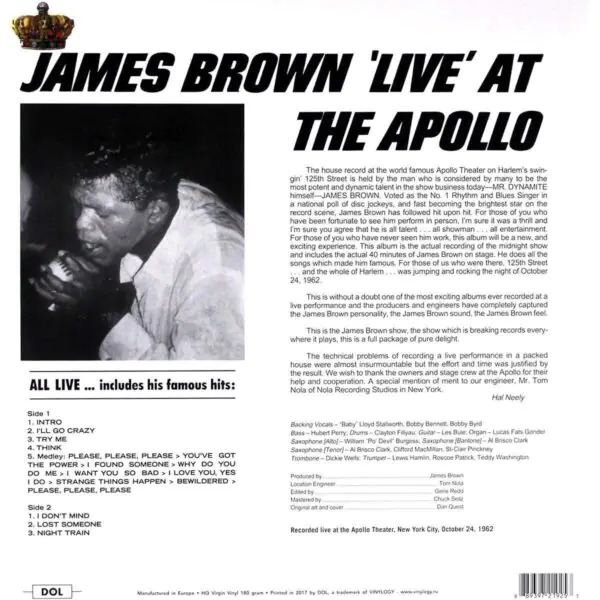 Live at the Apollo, Cyan Blue Vinyl by James Brown - Image 3