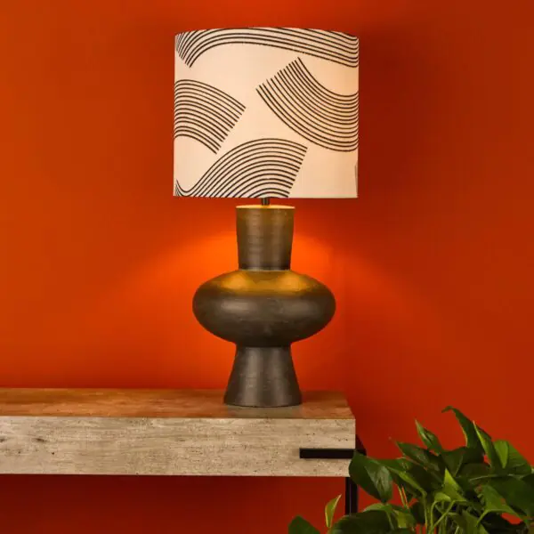 Miho Black and Bronze Table Lamp with Fabric Shade