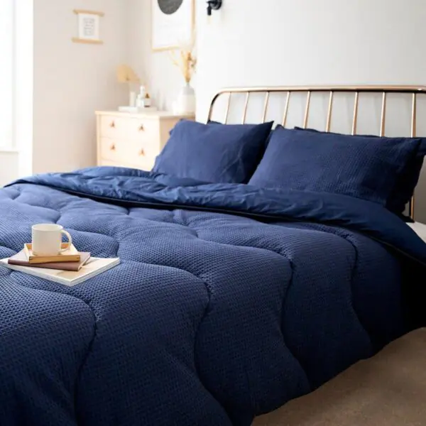 Night Owl Cotton Waffle Coverless 10.5 Tog Double Duvet in 2 colours - Image 3