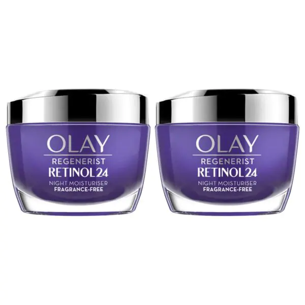 Olay Regenerist Retinol 24 Night Moisturiser Cream, 2 x 50ml