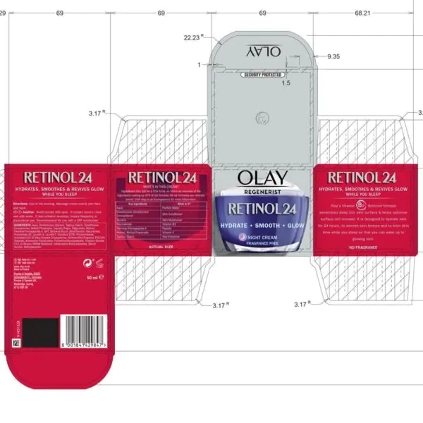 Olay Regenerist Retinol 24 Night Moisturiser Cream, 2 x 50ml - Image 8