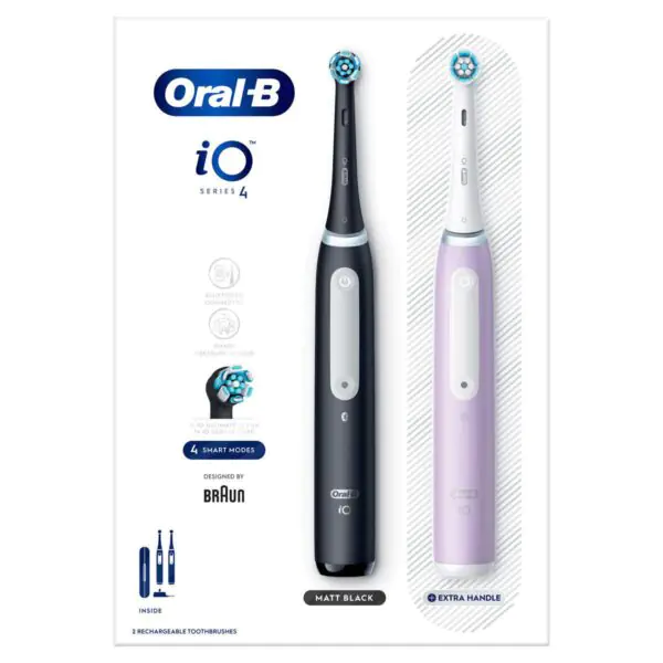 Oral B iO4 Toothbrush Matte Black and Lavender, Duo Pack - Image 2