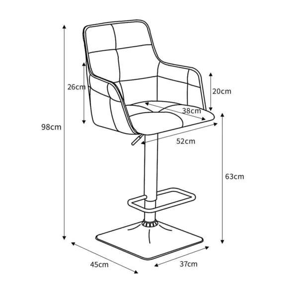 Orion Dark Grey Fabric Bar Stool, 2 Pack - Image 2