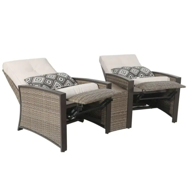 Pacific Casual Barcalounger Edgewater 3 Piece Cushioned Woven Aluminium Recliner Set - Image 5