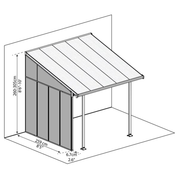 Palram Canopia Feria 3 SideWall Patio Cover, White - Image 2