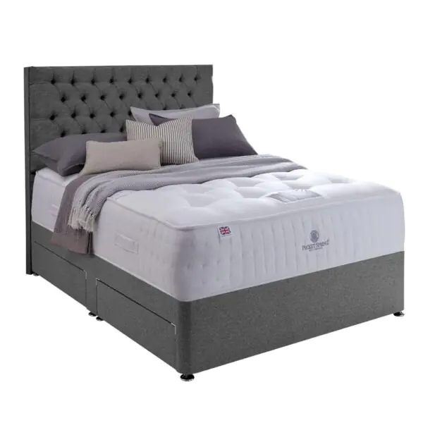 Pocket Spring Bed Company Mulberry Mattress and Sterling Grey 4 Drawer Divan in 3 Sizes - Image 4