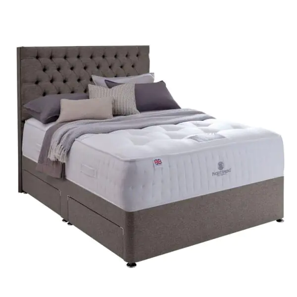 Pocket Spring Bed Company Mulberry Mattress and Pebble Grey 4 Drawer Divan in 3 Sizes - Image 4