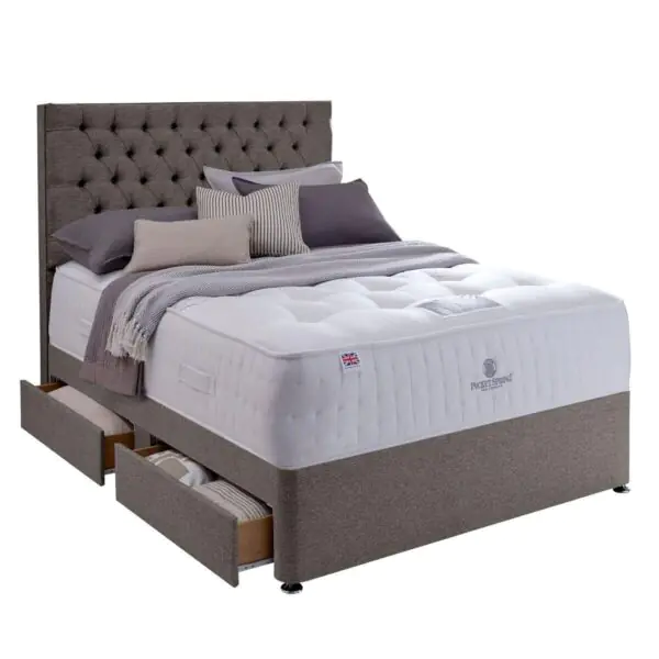 Pocket Spring Bed Company Mulberry Mattress and Pebble Grey 4 Drawer Divan in 3 Sizes - Image 3