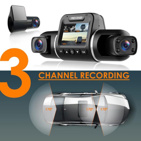 Rexing V2 Pro AI Dash Cam with 3 Channel Recording Front/Cabin/Rear - Image 4