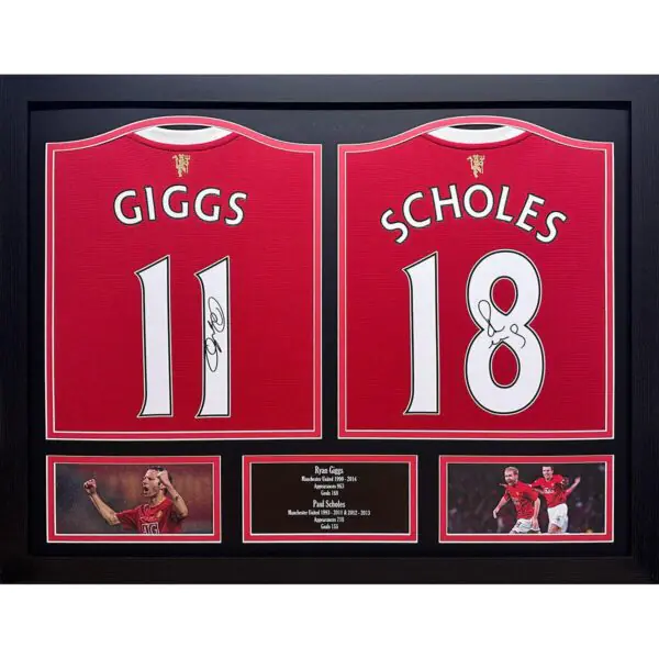 Ryan Giggs and Paul Scholes Signed Framed Manchester United Football Shirts