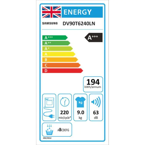 Samsung Series 6 DV90T6240LN/S1, 9kg, Heat Pump Tumble Dryer, A+++ Rated in Graphite - Image 8