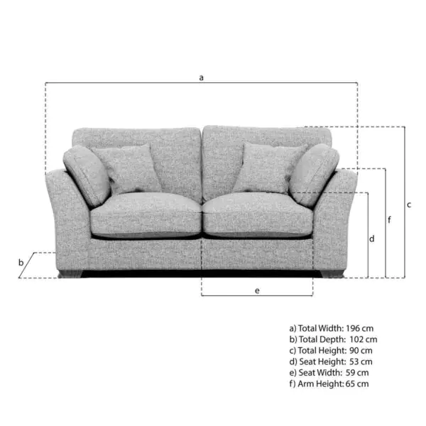 Selsey Grey Fabric 2 Seater Sofa - Image 2