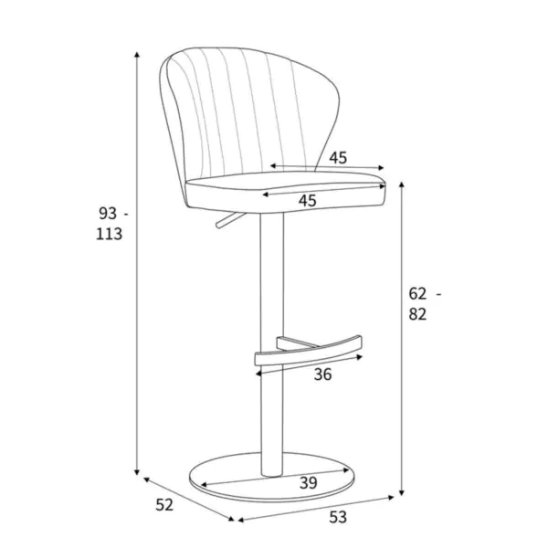 Sigma Grey Brushed Velvet Gas Lift Bar Stool - Image 2