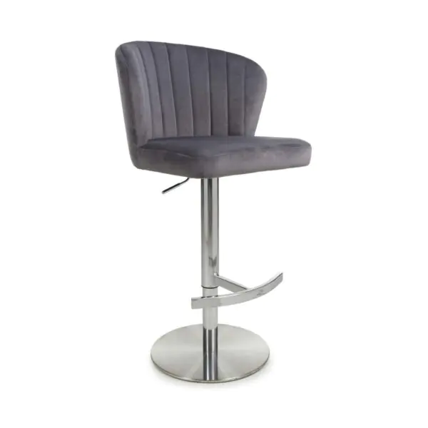 Sigma Grey Brushed Velvet Gas Lift Bar Stool - Image 6