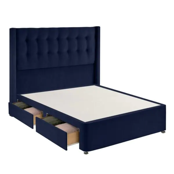 Silentnight Velvet 4 Drawer Divan Base with Bloomsbury Headboard in 2 Colours and 3 Sizes - Image 4