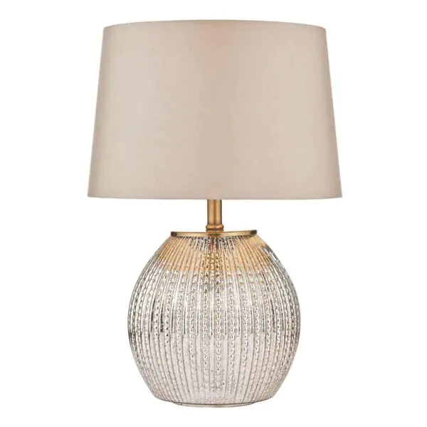 Sonia Brass and Silver Dual Table Lamp with Taupe Shade - Image 4