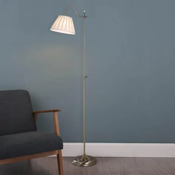 Suffolk Rise and Fall Floor Lamp with Pleated Shade