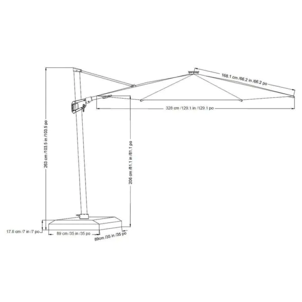 SunVilla 11ft (3.3m) Solar LED Round Cantilever Umbrella with Base in Grey - Image 2