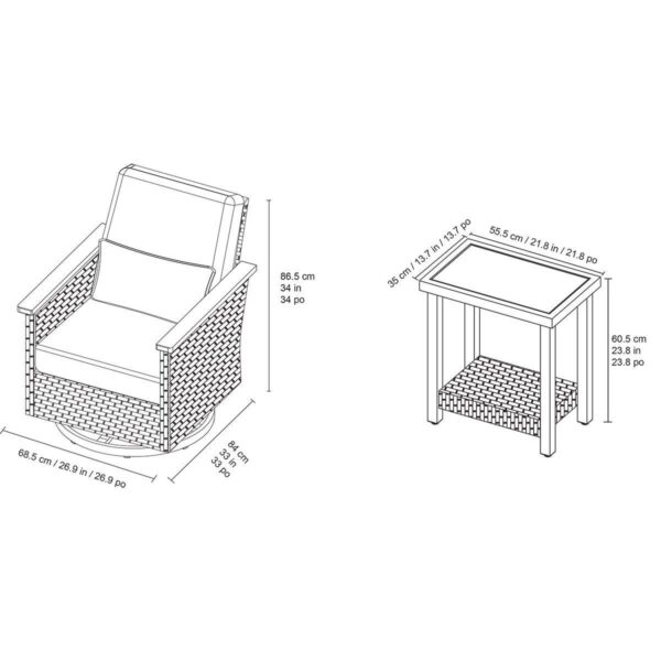 SunVilla Simone 3 Piece Woven Bistro Set + Cover - Image 2