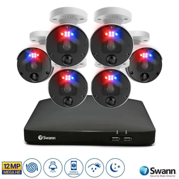 Swann 8 Channel 2TB NVR Recorder with 6 x 12MP Mega HD Enforcer Bullet Cameras, SWNVK-890106-EU