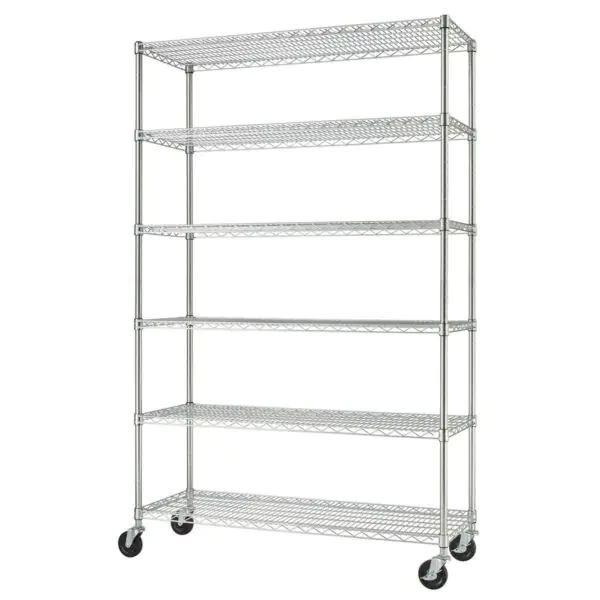 TRINITY 48  (122cm) EcoStorage 6-Tier Chrome Storage Unit with Casters - Image 2