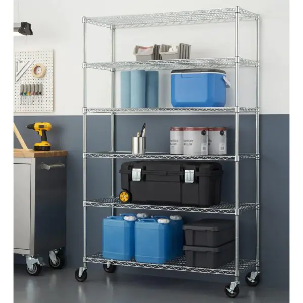 TRINITY 48  (122cm) EcoStorage 6-Tier Chrome Storage Unit with Casters