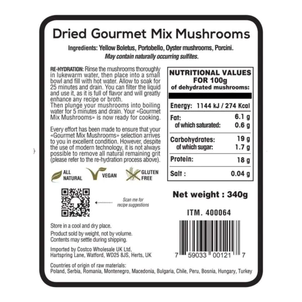 The Wild Mushroom Co Dried Gourmet Mix Mushrooms, 340g - Image 2