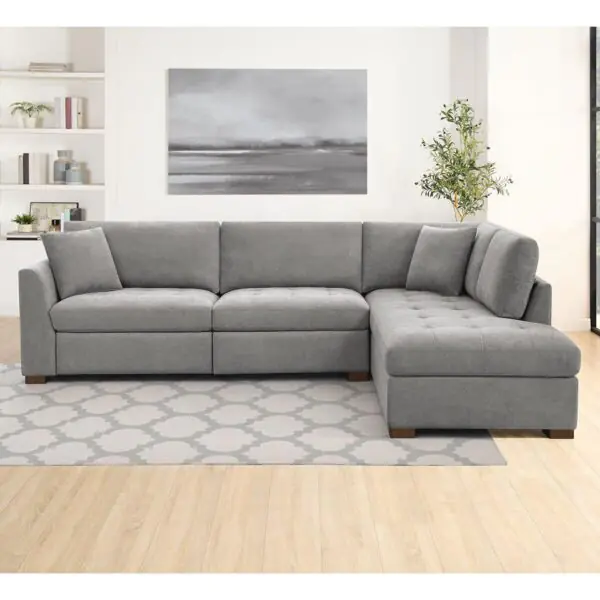 Thomasville Miles Grey Fabric Corner Sofa with Power Footrests - Image 3