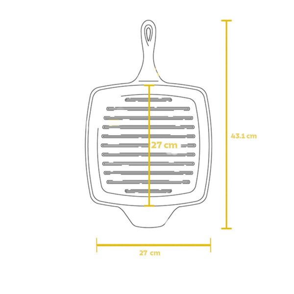 Tramontina Cast Iron Square Griddle Pan, 27cm - Image 4