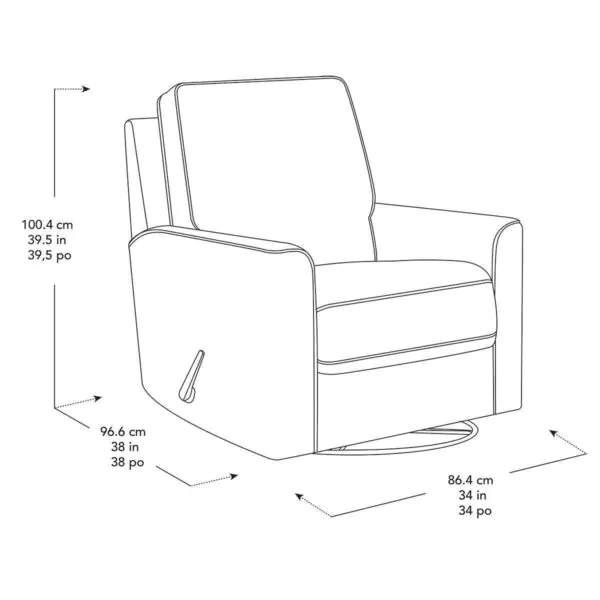 True Innovations Paxley Grey Fabric Swivel Recliner Chair - Image 2