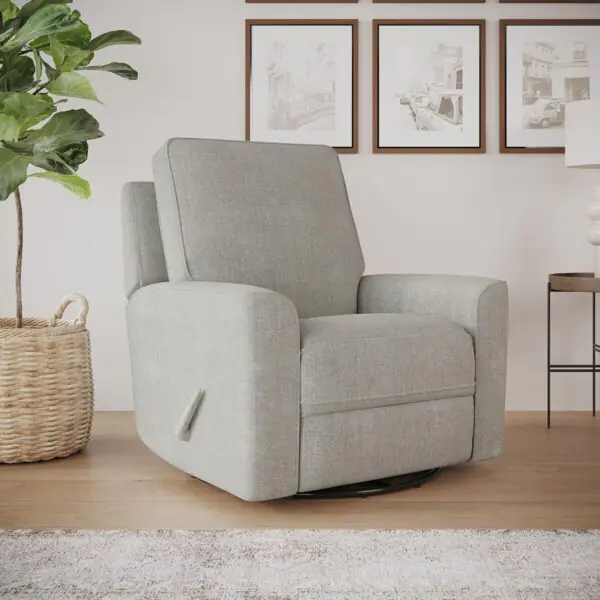 True Innovations Paxley Grey Fabric Swivel Recliner Chair