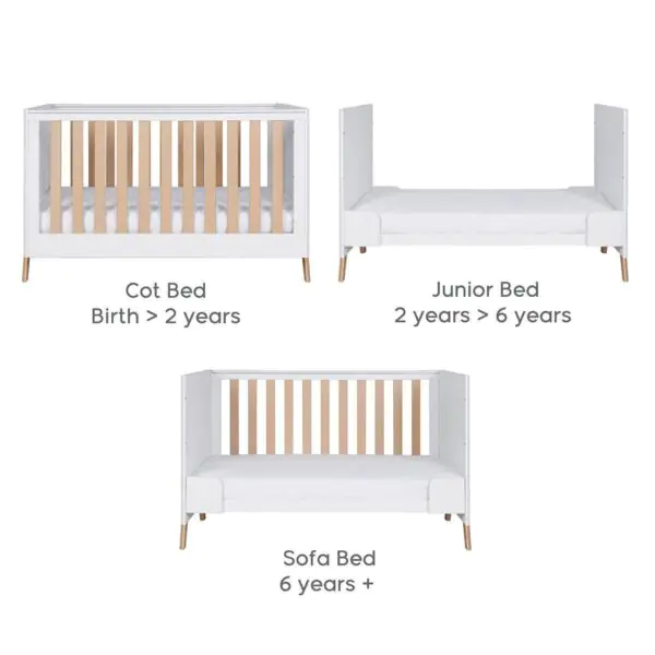 Tutti Bambini Fuori 4 Piece Nursery Set, White and Light Oak Finish - Image 6