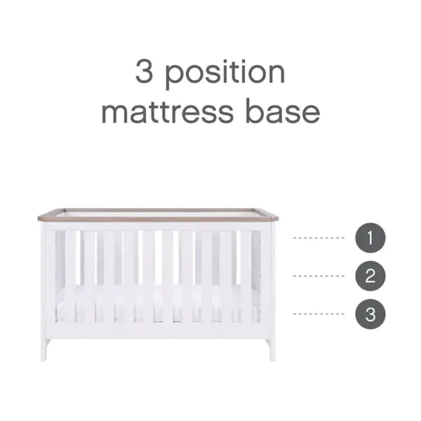 Tutti Bambini Lima Cot Bed, White and Oak Finish - Image 6