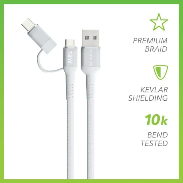 VELD Super-Fast 1m USB to Type-C / Micro USB cables x 3 - Image 3