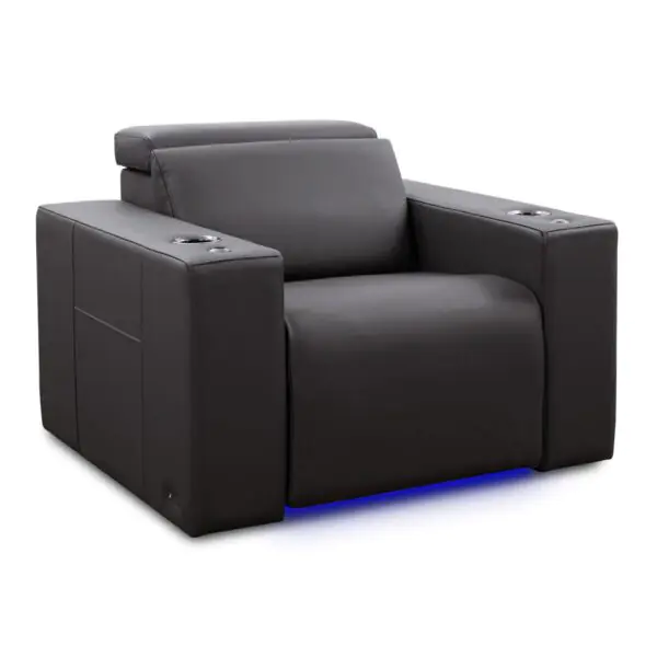 Valencia Barcelona Black Leather Power Reclining Home Theatre Chair with RGB LED - Image 8