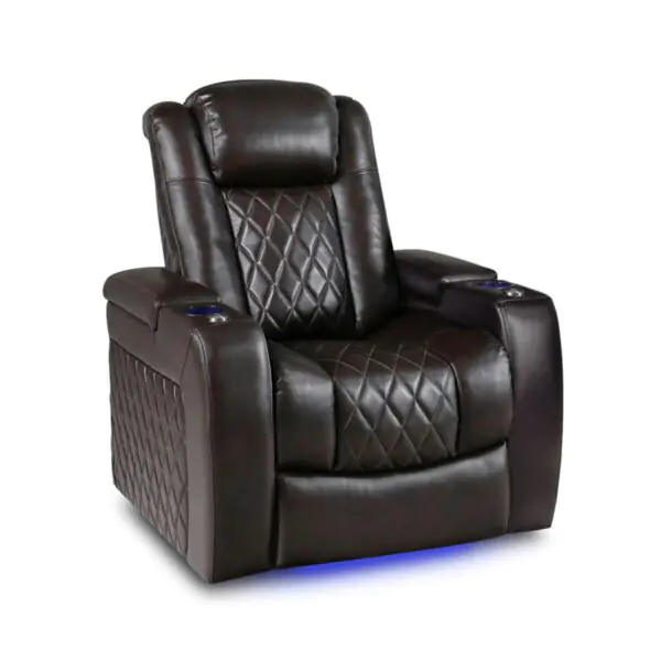 Valencia Tuscany Brown Leather Power Reclining Home Theatre Chair - Image 3