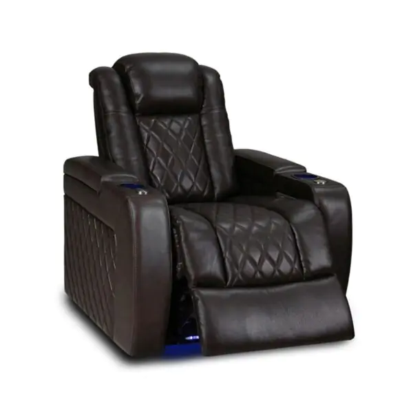 Valencia Tuscany Brown Leather Power Reclining Home Theatre Chair - Image 4