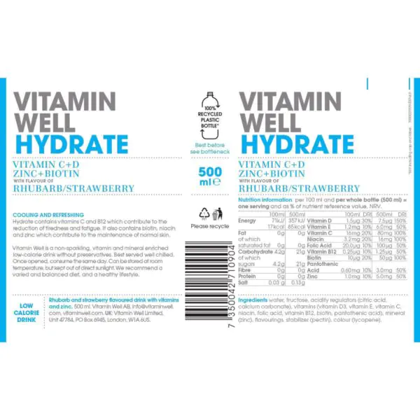 Vitamin Well Hydrate, 12 x 500ml - Image 3