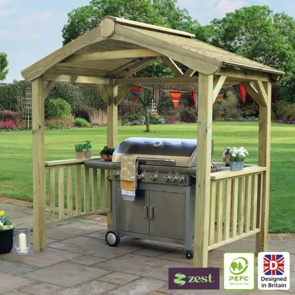 Zest 7ft 5  x 4ft 6  (2.26 x 1.38m) Wooden BBQ Grilling Pavilion