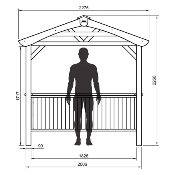 Zest 7ft 5  x 4ft 6  (2.26 x 1.38m) Wooden BBQ Grilling Pavilion - Image 2