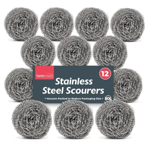 12pk Stainless Steel Scourers Heavy Duty Kitchen Wire Pan Pads Washing Cleaning